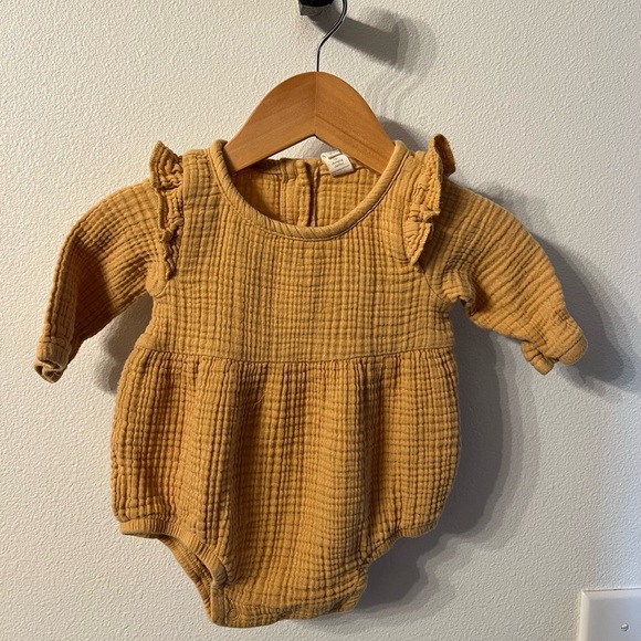Colored Organics Mustard Yellow Baby Romper - Picture 1 of 5